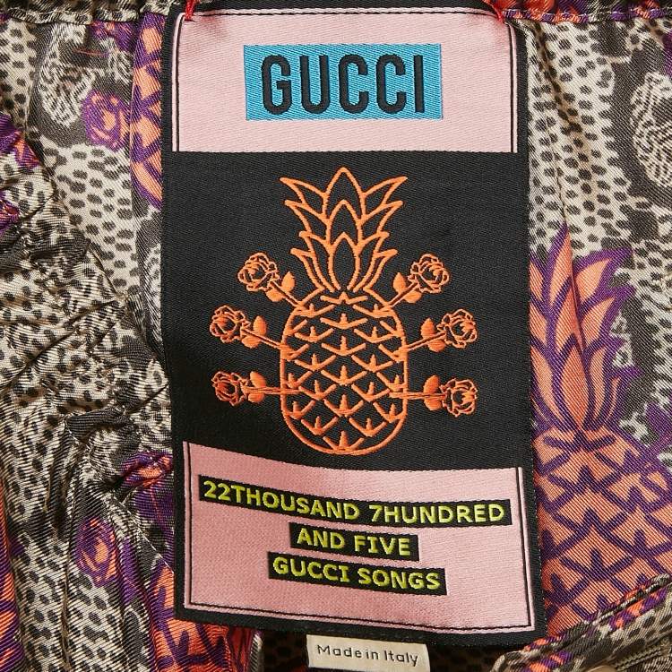 Pre Owned Gucci Brown/Pink Pineapple GG Print Silk Shorts M