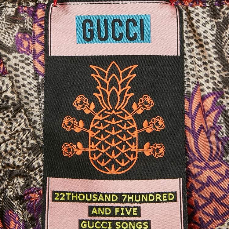 Pre Owned Gucci Brown/Pink Pineapple GG Print Silk Shorts M