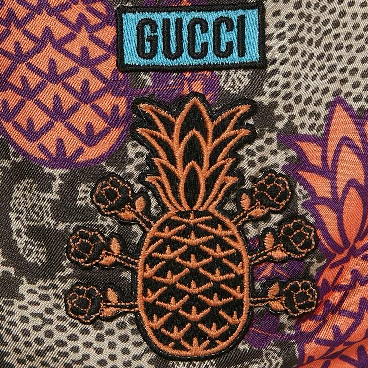 Pre Owned Gucci Brown/Pink Pineapple GG Print Silk Shorts M