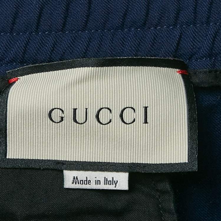 Pre Owned Gucci Navy Blue Wool Contrast Trimmed Trackpants XXL
