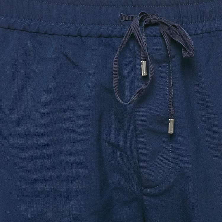Pre Owned Gucci Navy Blue Wool Contrast Trimmed Trackpants XXL