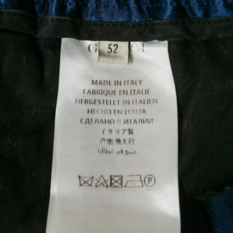 Pre Owned Gucci Blue Satin Web Tape Trimmed Joggers XL