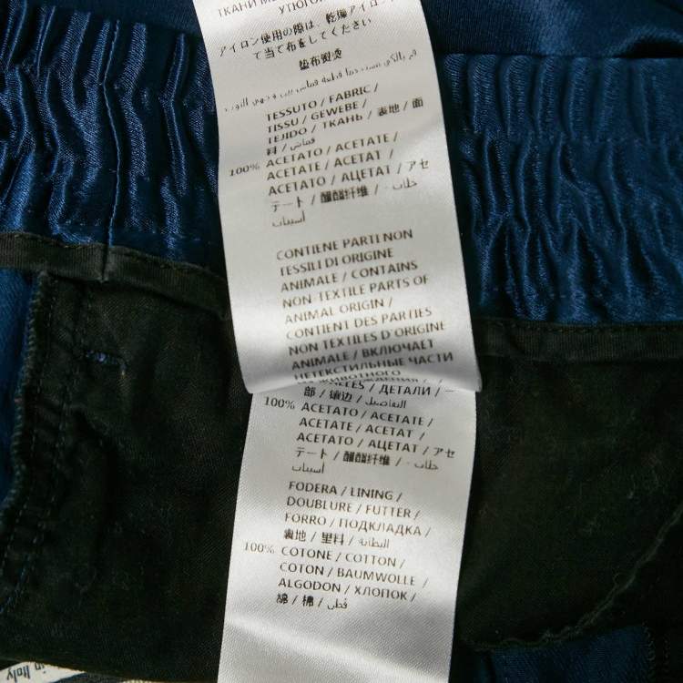 Pre Owned Gucci Blue Satin Web Tape Trimmed Joggers XL