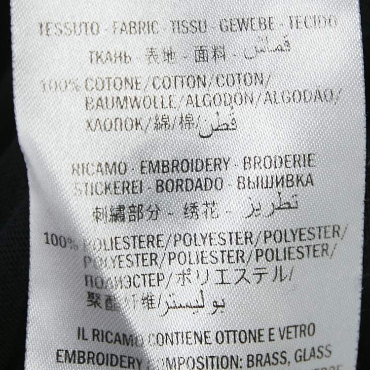 Pre Owned Gucci Black Logo Print Jersey Sequin Detail T-Shirt M
