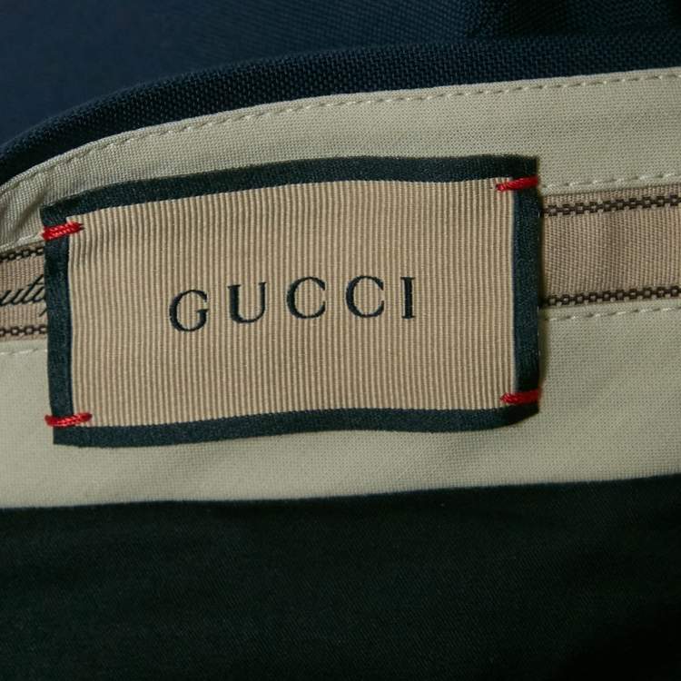Pre Owned Gucci Navy Blue Cotton Tailored Trousers XXL