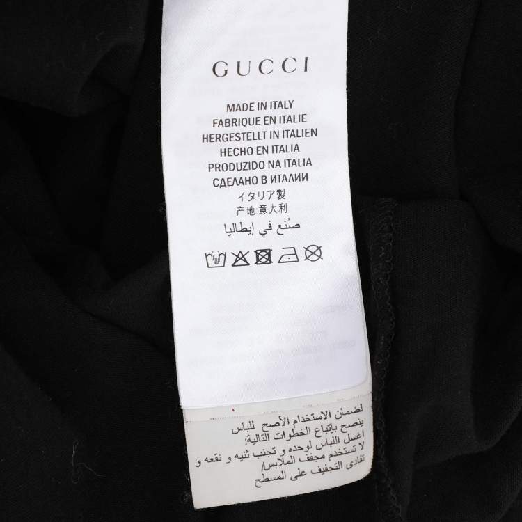 Pre Owned Gucci Black Logo Print Cotton Round Neck T-Shirt L