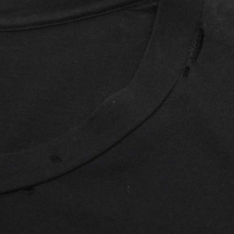 Pre Owned Gucci Black Logo Print Cotton Round Neck T-Shirt L