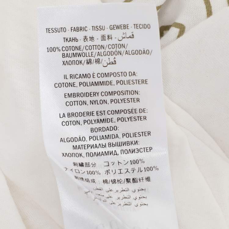 Pre Owned Gucci White Logo Print Cotton Round Neck T-Shirt L