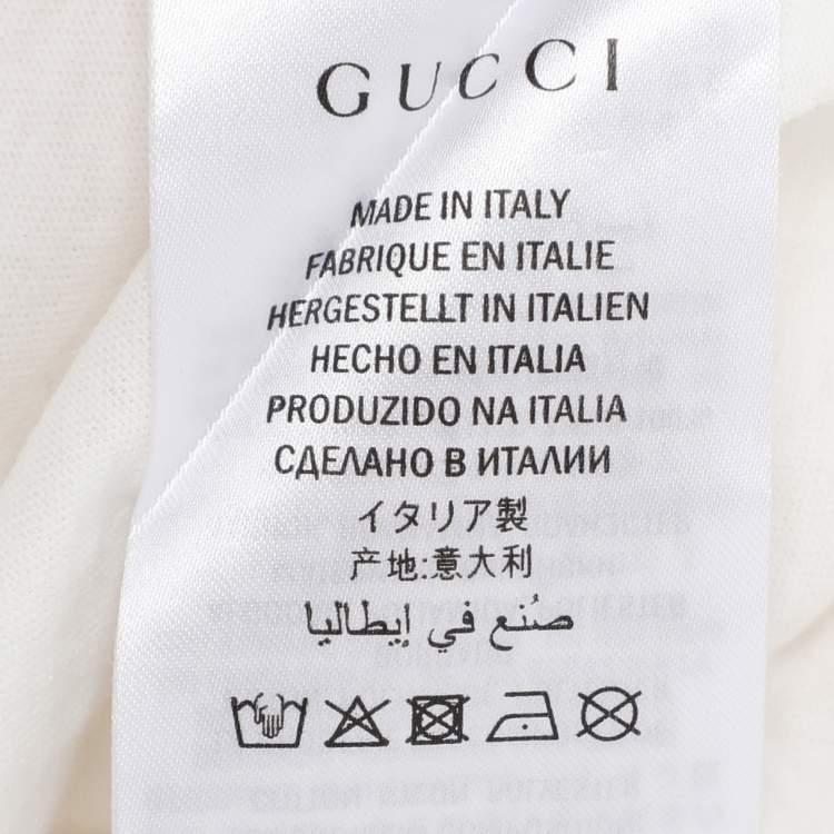 Pre Owned Gucci White Logo Print Cotton Round Neck T-Shirt L