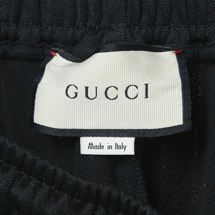 Pre Owned Gucci Black GG Side Stripe Cotton Knit Sweatpants L