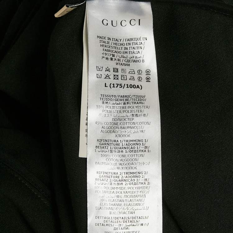 Pre Owned Gucci Black GG Band Trim Jersey Zip-Up Jacket L