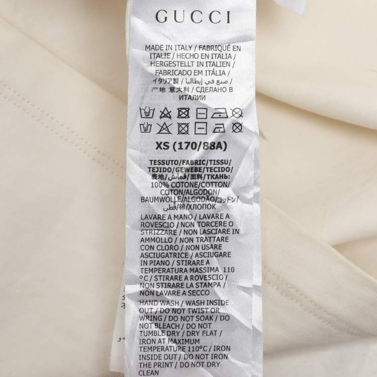 مملوكة مسبقًا Gucci X Disney Cream Logo Printed Cotton Crewneck Oversized T-Shirt XS