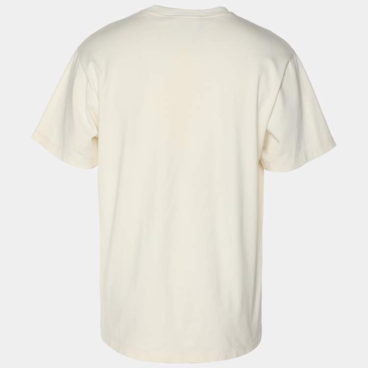مملوكة مسبقًا Gucci X Disney Cream Logo Printed Cotton Crewneck Oversized T-Shirt XS