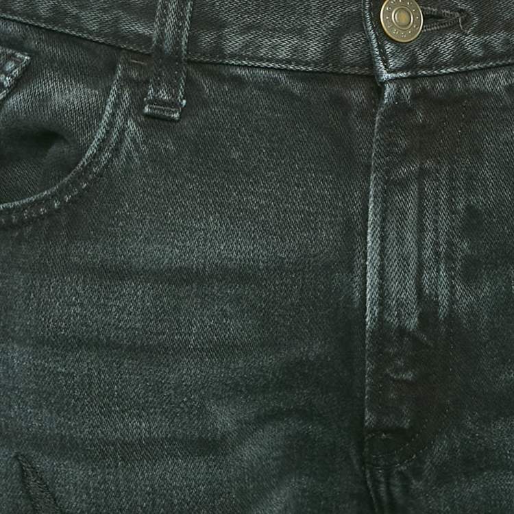 Pre Owned Gucci Dark Grey Washed Denim Regular Fit Denim Jeans L Waist 34"