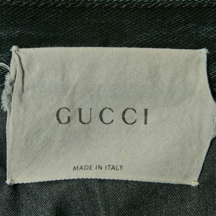 Pre Owned Gucci Dark Grey Washed Denim Regular Fit Denim Jeans L Waist 34"