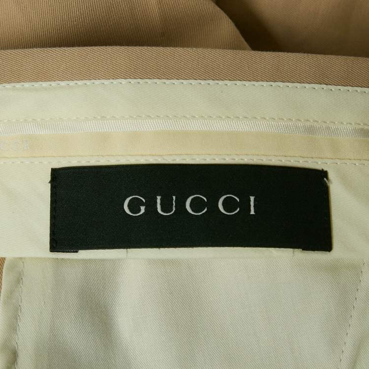 Pre Owned Gucci Beige Gabardine Regular Fit Trousers M