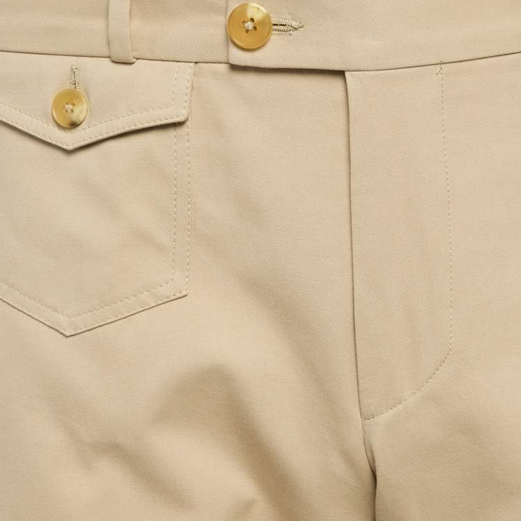 Pre Owned Gucci Beige Gabardine Regular Fit Trousers M