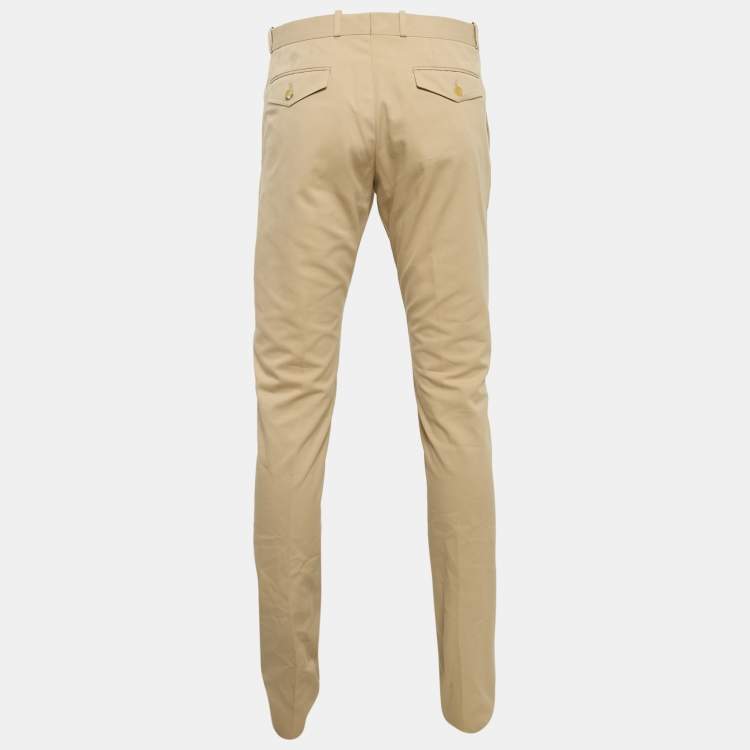 Pre Owned Gucci Beige Gabardine Regular Fit Trousers M