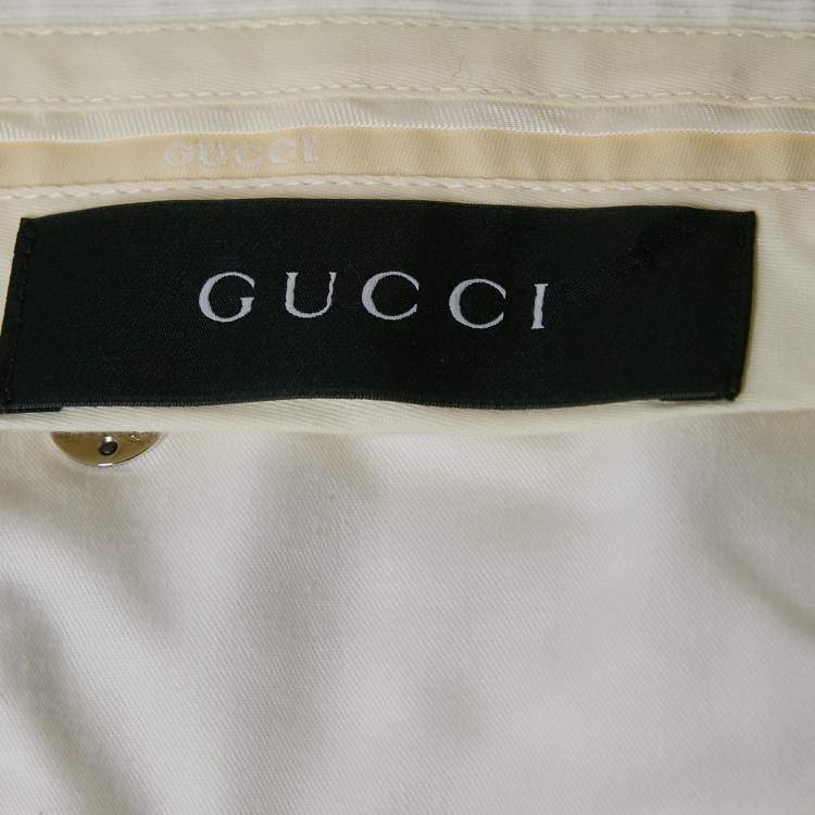 Pre Owned Gucci White Corduroy Regular Fit Trousers L