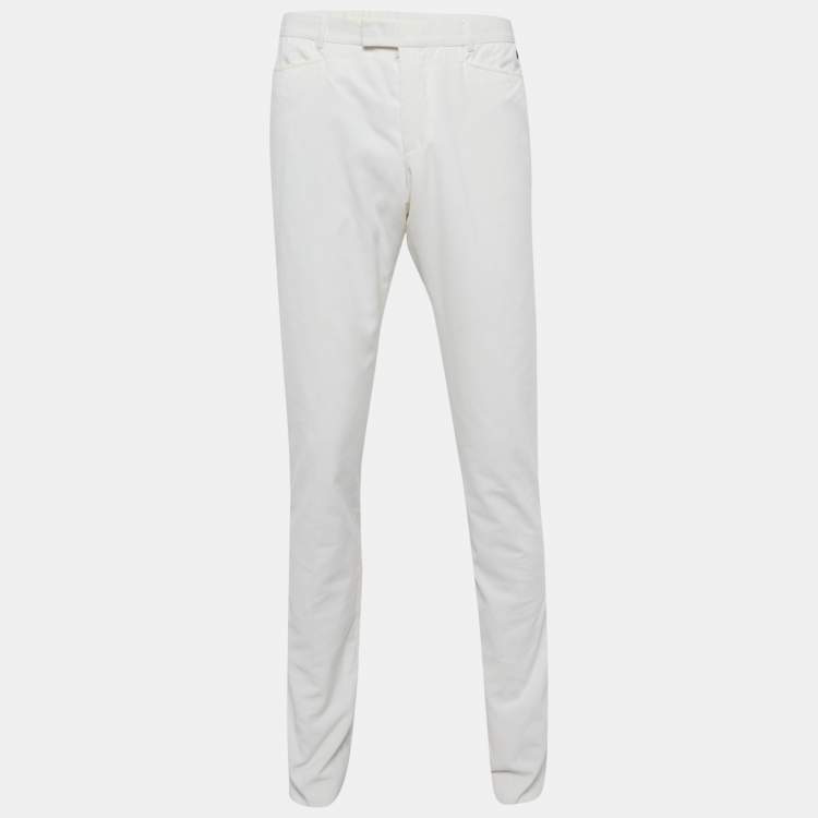 Pre Owned Gucci White Corduroy Regular Fit Trousers L