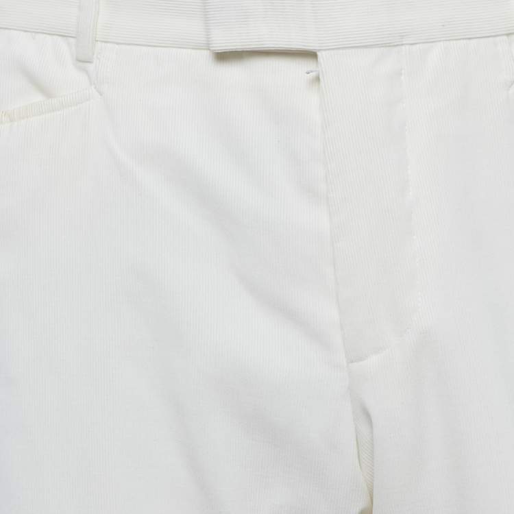 Pre Owned Gucci White Corduroy Regular Fit Trousers L
