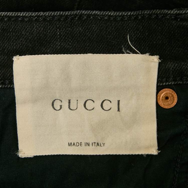 Pre Owned Gucci Black Washed Denim High Rise Jeans S Waist 30"