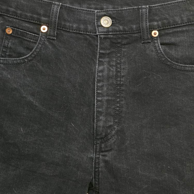 Pre Owned Gucci Black Washed Denim High Rise Jeans S Waist 30"