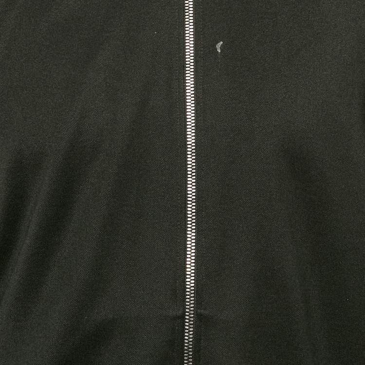 Pre Owned Gucci Black Logo Stripe Sleeve Technical Jersey Track Jacket L