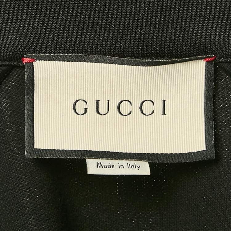Pre Owned Gucci Black Logo Stripe Sleeve Technical Jersey Track Jacket L