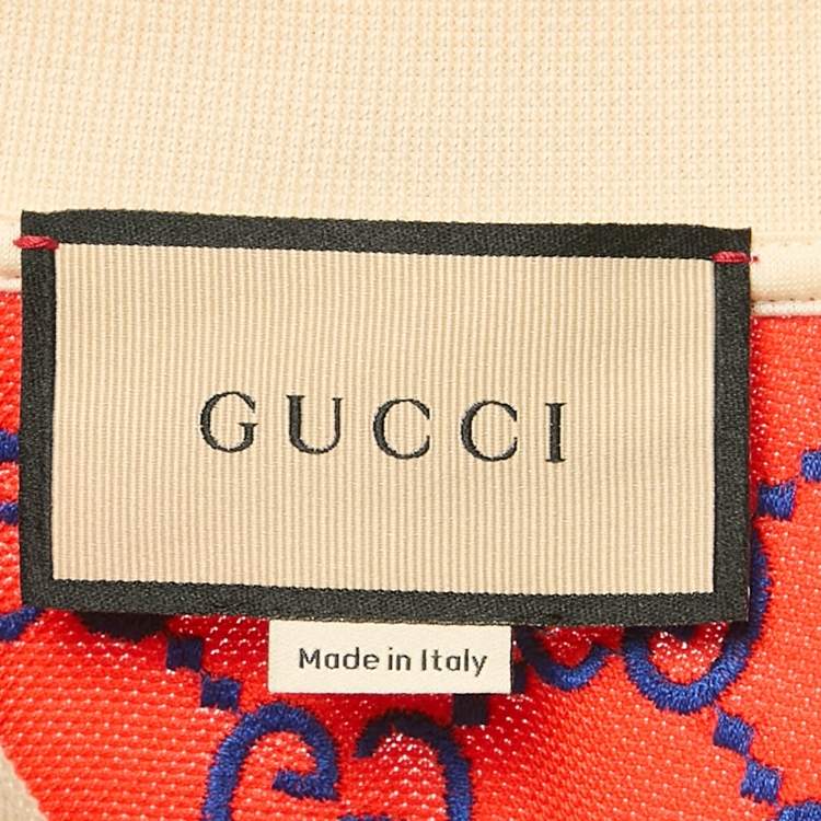 مملوكة مسبقًا Gucci Red GG Supreme Embroidery Cotton Pique Polo T-Shirt XS