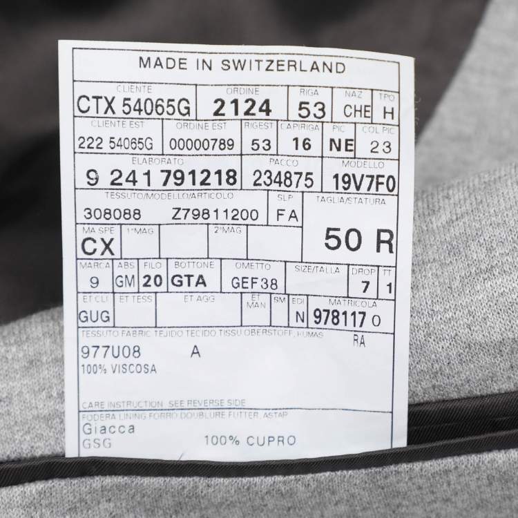 Pre Owned Gucci Grey Cupro Double Button Blazer L