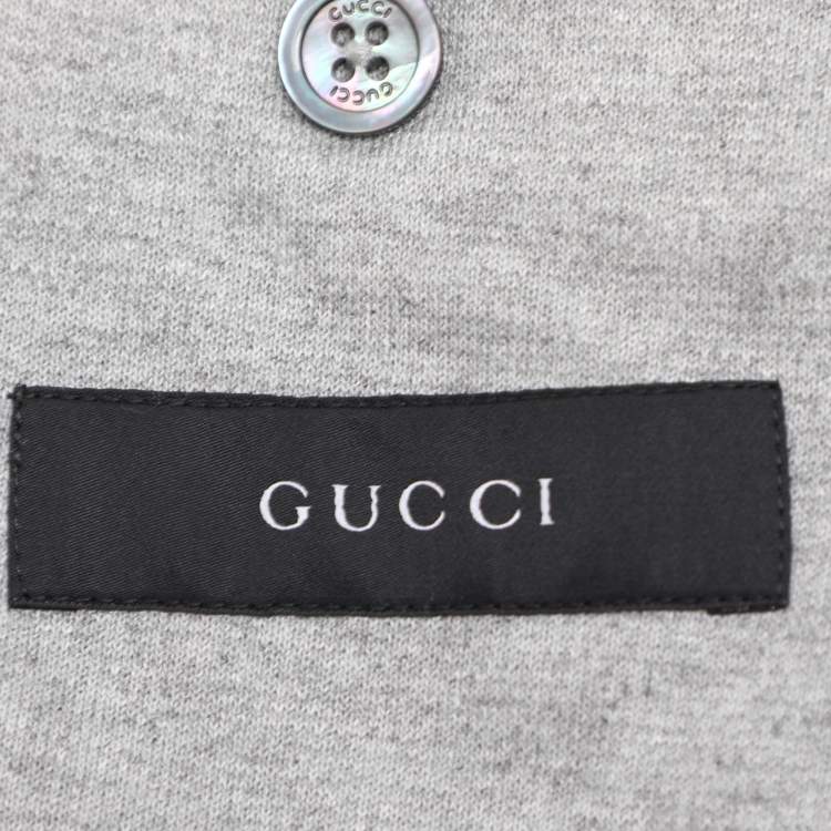 Pre Owned Gucci Grey Cupro Double Button Blazer L
