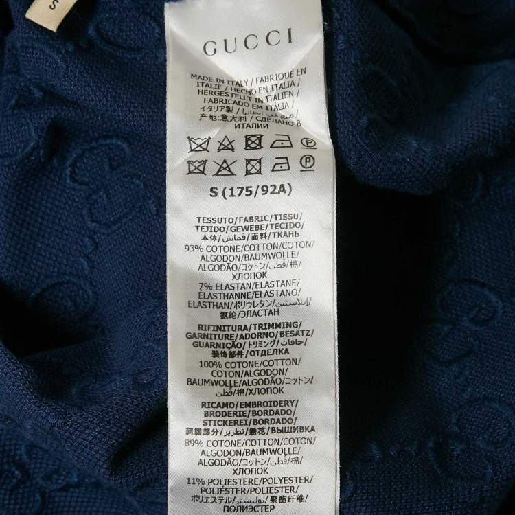 Pre Owned Gucci Blue GG Embroidered Cotton Pique Polo T-Shirt S