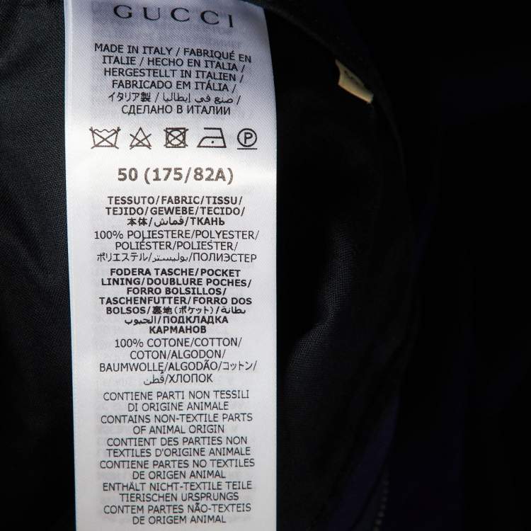 Pre Owned Gucci Navy Blue Polyester Sttraight Leg Pants L