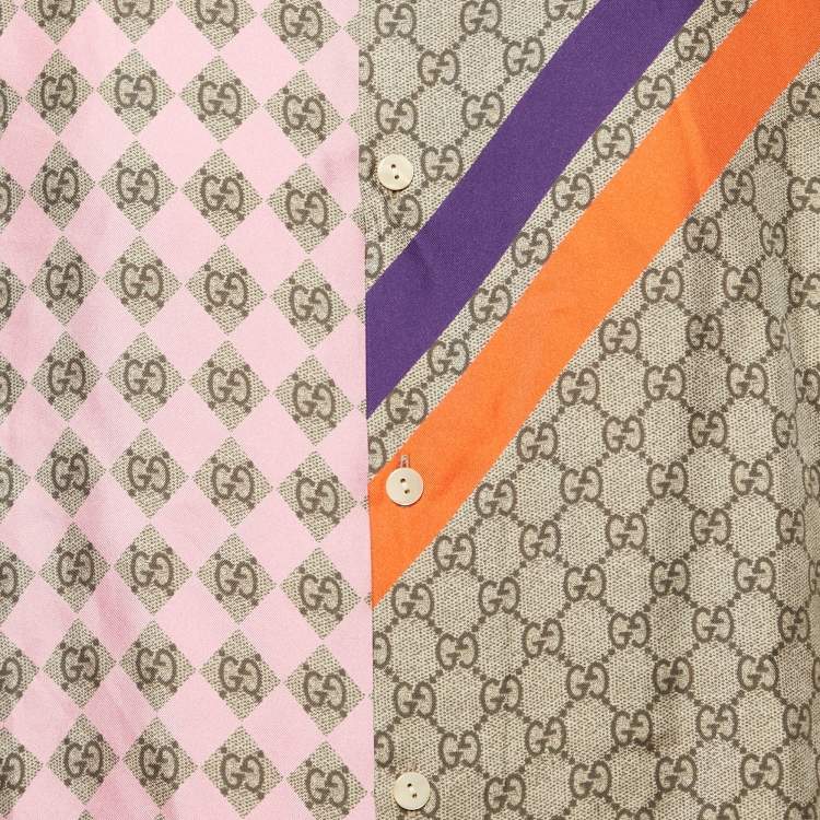 Pre Owned Gucci Multicolor Geometric GG Print Button Front Bowling Zaidf Shirt S