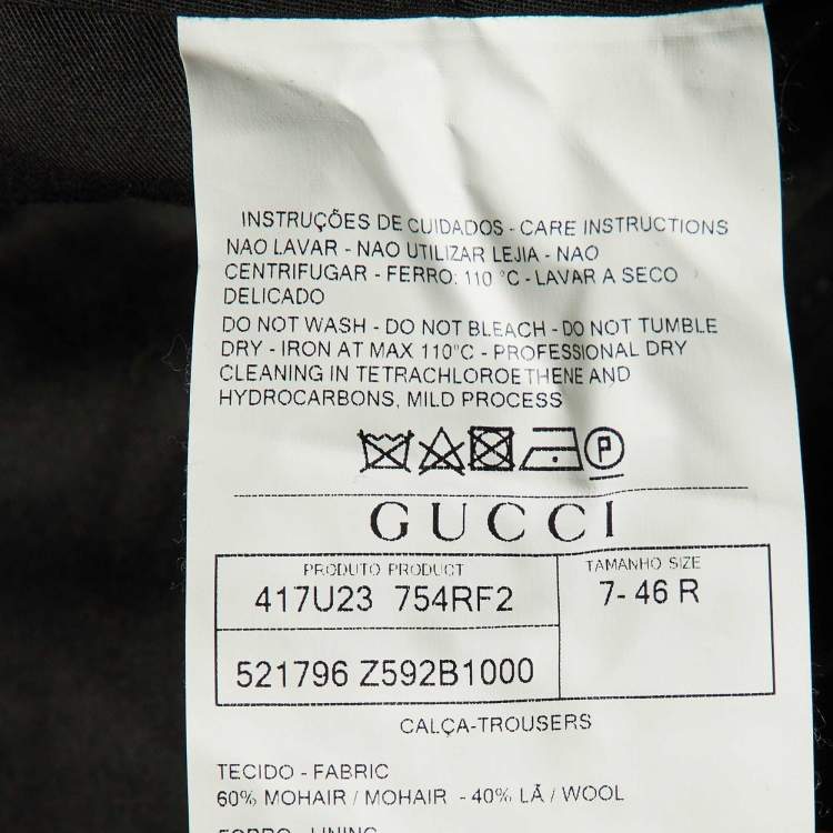 Pre Owned Gucci Black Mohair & Wool Tailored Pants S/Waist 34"
