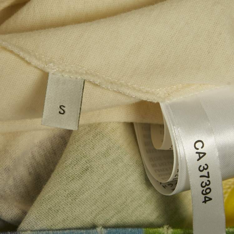 Pre Owned Gucci Cream UFO Print Cotton Distressed Crew Neck T-Shirt S