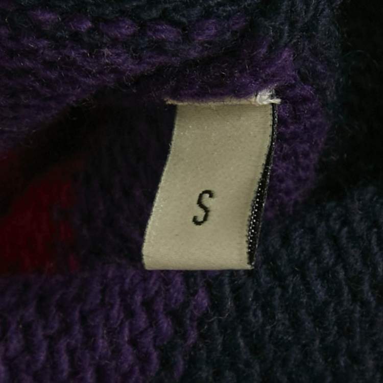 Pre Owned Gucci Multicolor Tiger Striped Intarsia Wool Embroidery Detail Sweater S