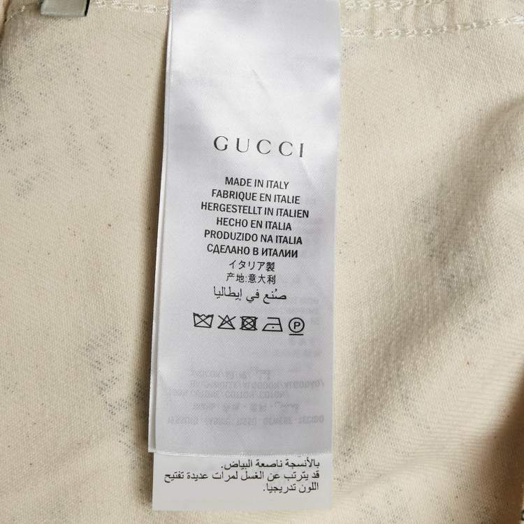 Pre Owned Gucci Off-White Stamp Print Cotton Button Front Jacket S