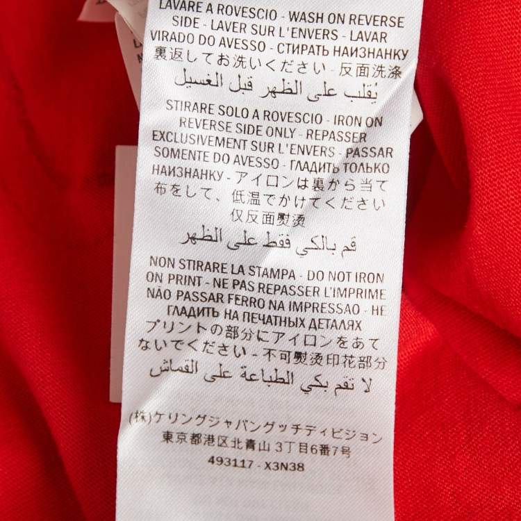Pre Owned Gucci Red Printed Jersey Crew Neck T-Shirt S