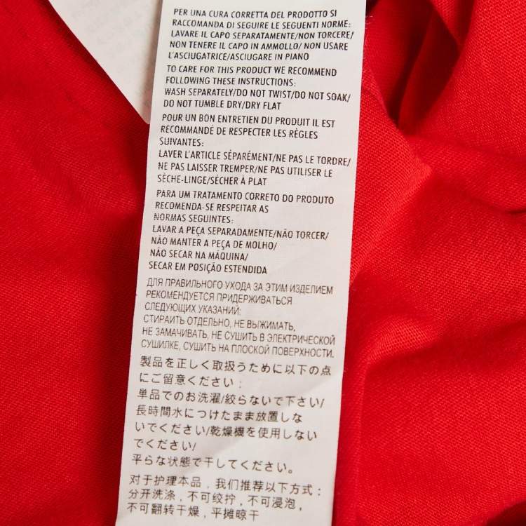 Pre Owned Gucci Red Printed Jersey Crew Neck T-Shirt S
