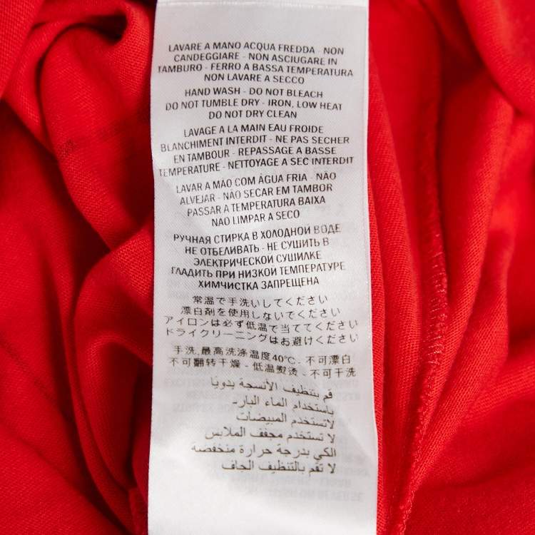 Pre Owned Gucci Red Printed Jersey Crew Neck T-Shirt S