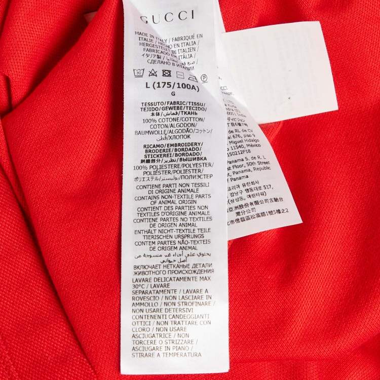Pre Owned Gucci x Adidas Red Cotton Pique Polo T-Shirt L