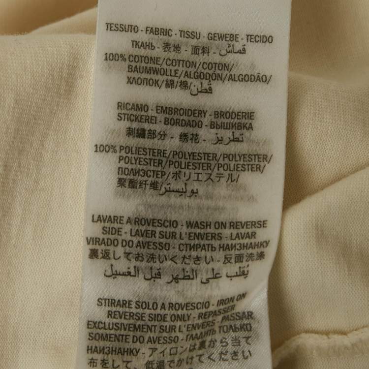 Pre Owned Gucci Off-White GG Tennis Embroidery Cotton Oversized T-Shirt XXS