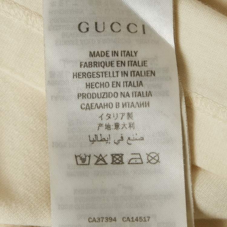 Pre Owned Gucci Off-White GG Tennis Embroidery Cotton Oversized T-Shirt XXS