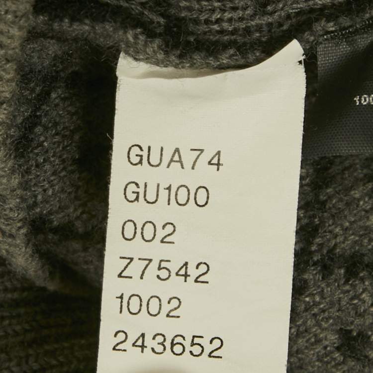 Pre Owned Gucci Black/Grey Diamante Wool Knit V-Neck Sweater M