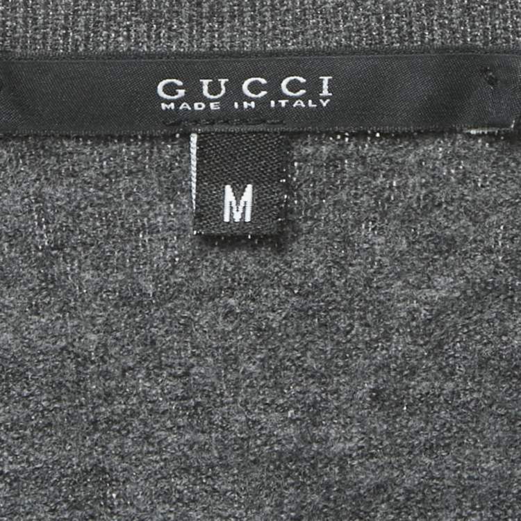 Pre Owned Gucci Grey Wool V-Neck Long Sleeve Sweater M