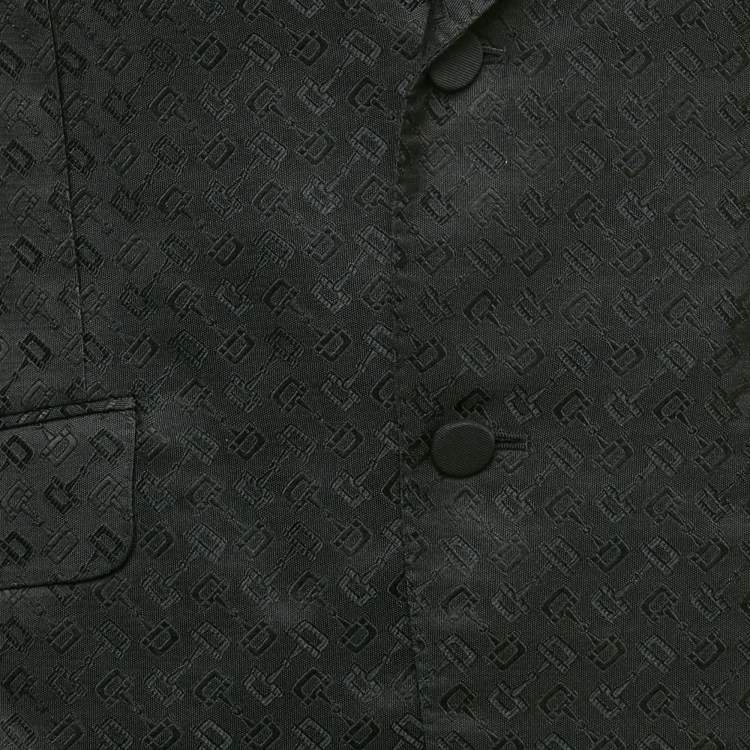 Pre Owned Gucci Black Horse-bit Jacquard Single Breasted Blazer M