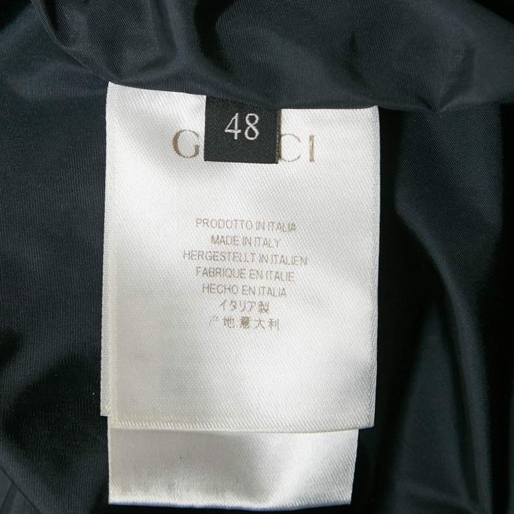 Pre Owned Gucci Midnight Blue Synthetiic Zip Front Bomber Jacket M