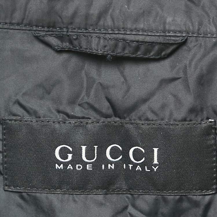 Pre Owned Gucci Midnight Blue Synthetiic Zip Front Bomber Jacket M